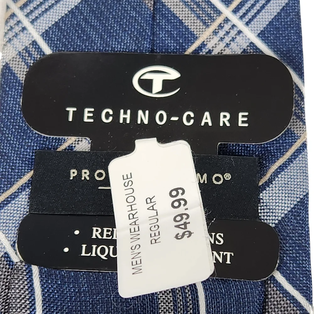 Pronto Uomo NWT 100% Silk Techno-Care Blue Plaid Mens Wearhouse Neck Tie Gift